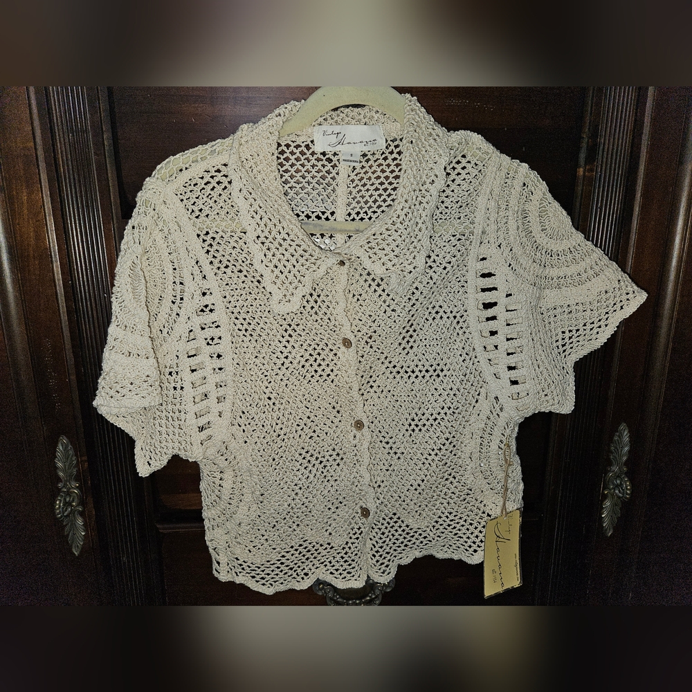 Vintage Havana Cream Crochet Top